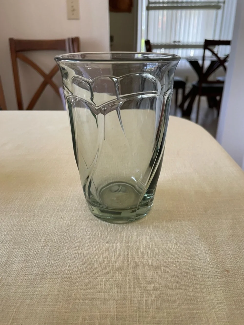 Two Noritake Sweet Swirl Vintage Tumblers Light Green Pressed-Glass Swirl.